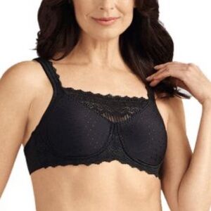 AMOENA Dana Non-Wired Soft Cup Lace Mastectomy Bra Black Size 34C Dana